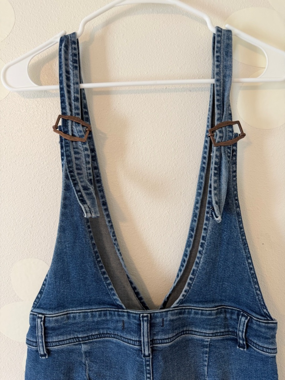 EUC Free People Wide-Leg Denim Overalls A-Lime Medium Wash - Picture 9 of 14